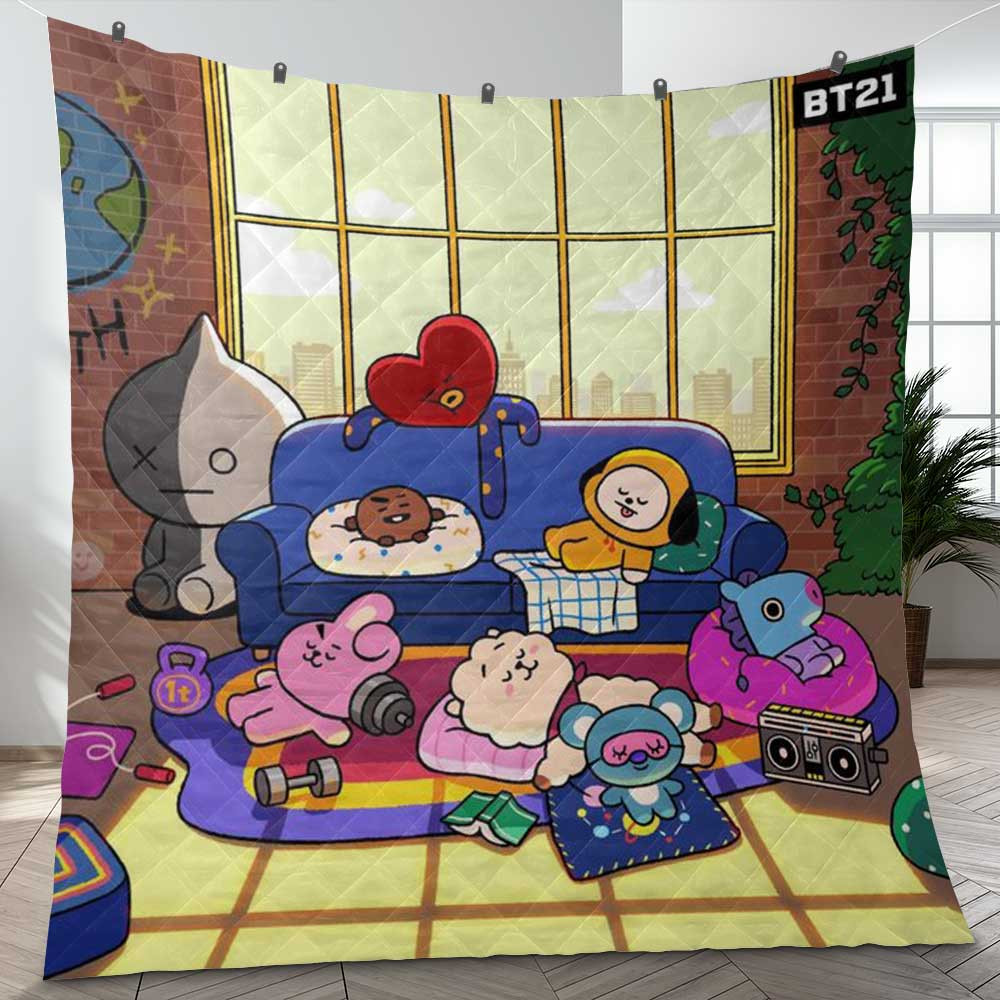 BTS BT21 Bangtan Army Fan Art Cartoon So Cute Relax Gift Lover Blanket BTS BT21 Bangtan Army Fan Art Cartoon So Cute Relax Gift Lover Blanket