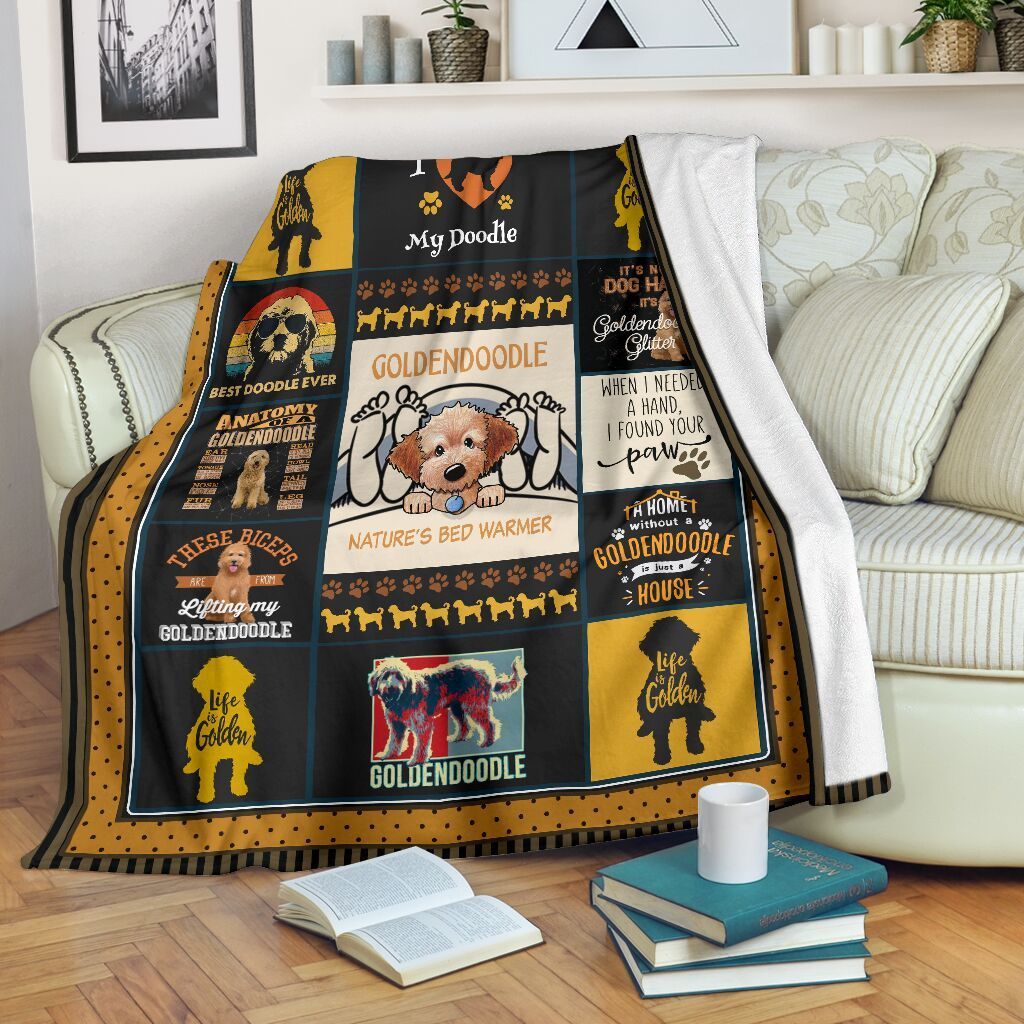 Goldendoodle Natures Bed Warmer Fleece Blanket Goldendoodle Natures Bed Warmer Fleece Blanket