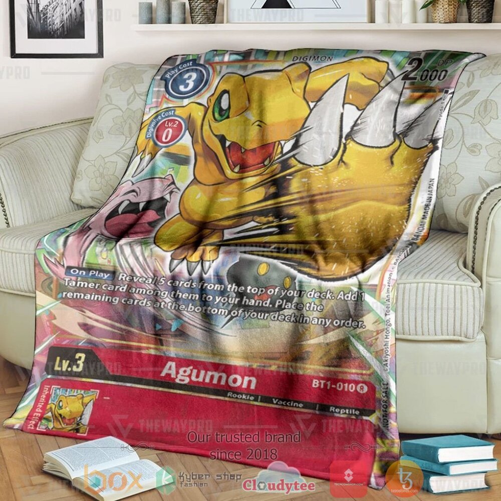 Anime Digimon Agumon Custom Soft Blanket Anime Digimon Agumon Custom Soft Blanket