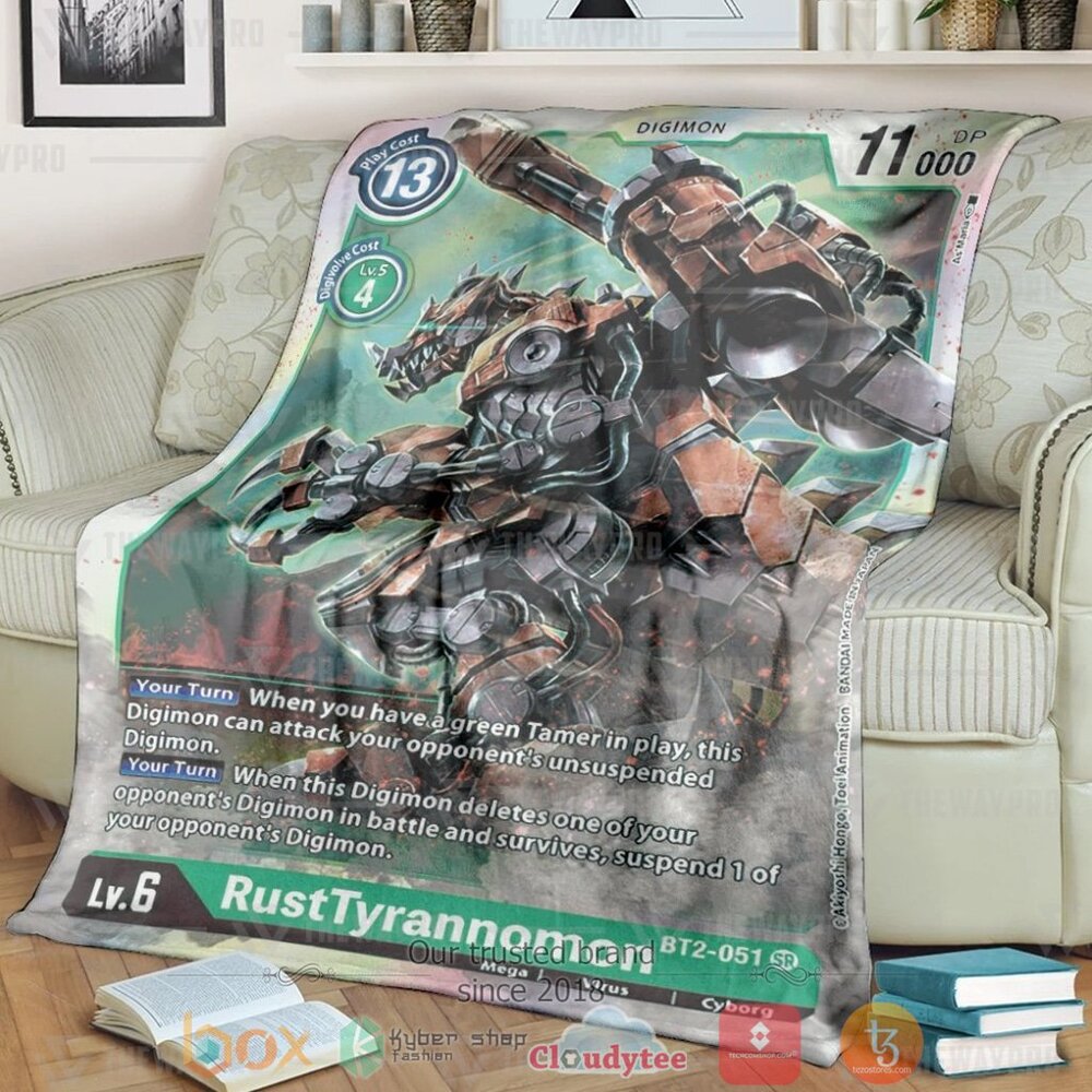 Anime Digimon Rusttyrannomon Custom Soft Blanket Anime Digimon Rusttyrannomon Custom Soft Blanket