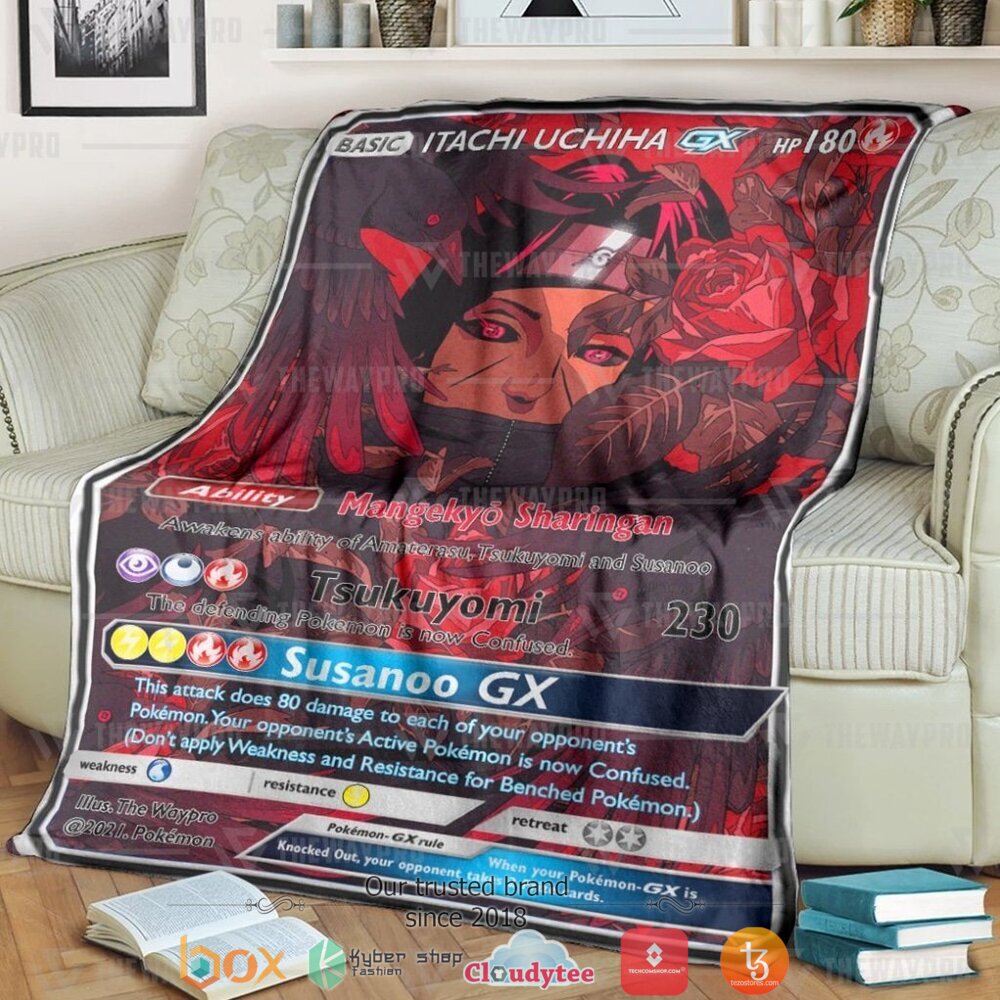 Anime Naruto Shippuden Itachi Uchiha X Pkm Card Soft Blanket Anime Naruto Shippuden Itachi Uchiha X Pkm Card Soft Blanket