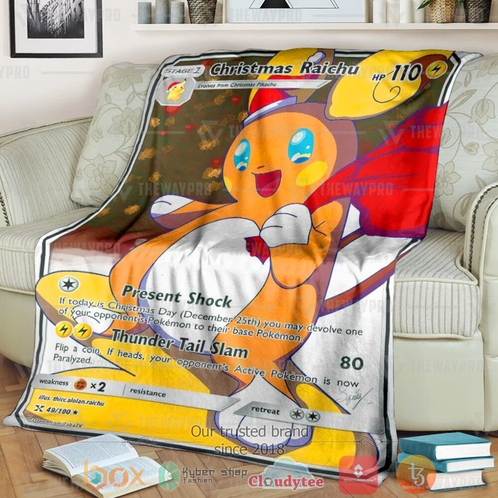 Anime Pkm Christmas Raichu Custom Soft Blanket Anime Pkm Christmas Raichu Custom Soft Blanket
