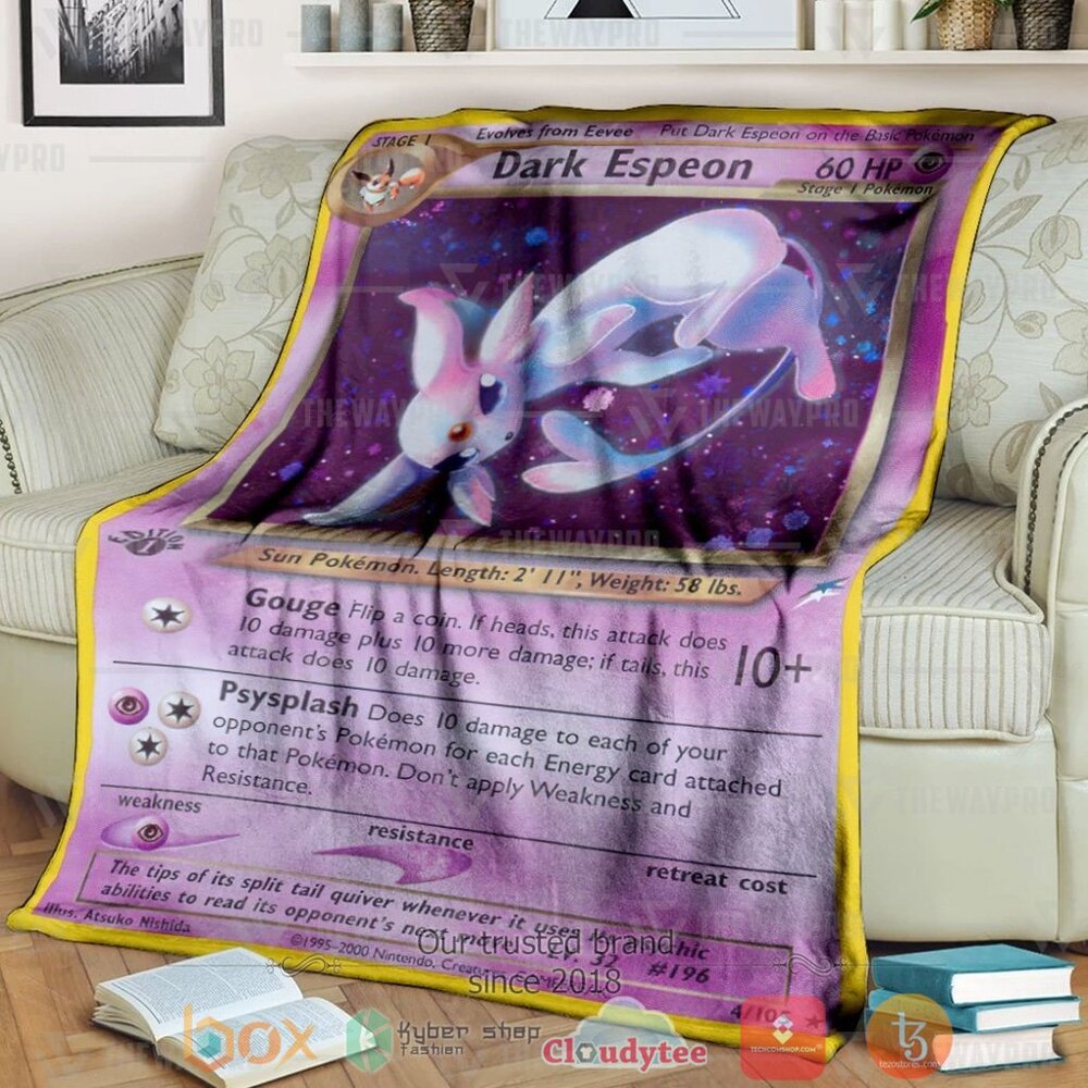 Anime Pkm Dark Espeon Holo 1St Edition Custom Soft Blanket Anime Pkm Dark Espeon Holo 1St Edition Custom Soft Blanket