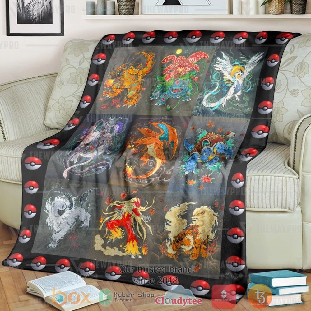 Anime Pkm Evolution Poke Ball Around Custom Soft Blanket Anime Pkm Evolution Poke Ball Around Custom Soft Blanket