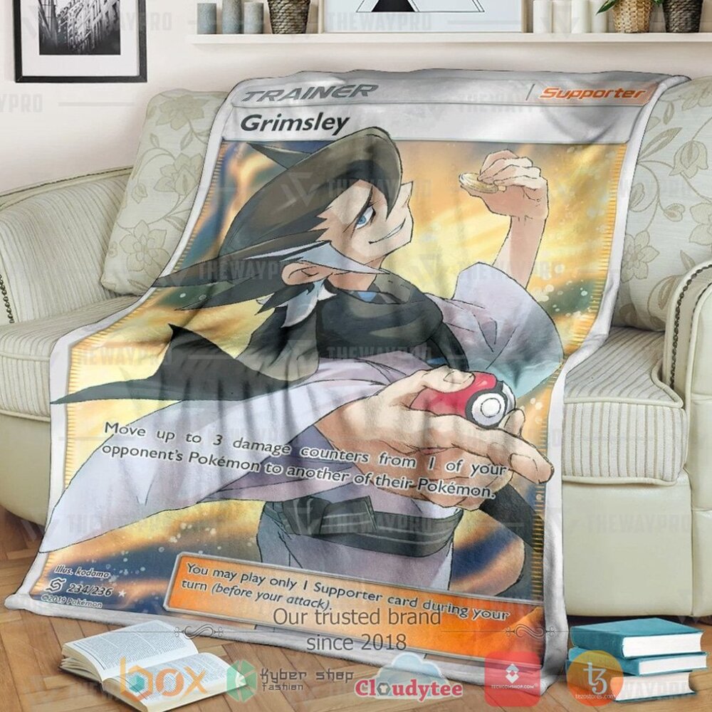Anime Pkm Grimsley Trainer Custom Soft Blanket Anime Pkm Grimsley Trainer Custom Soft Blanket