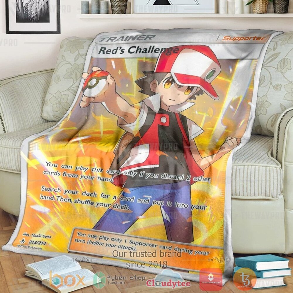 Anime Pkm Reds Challenge Trainer Custom Soft Blanket Anime Pkm Reds Challenge Trainer Custom Soft Blanket