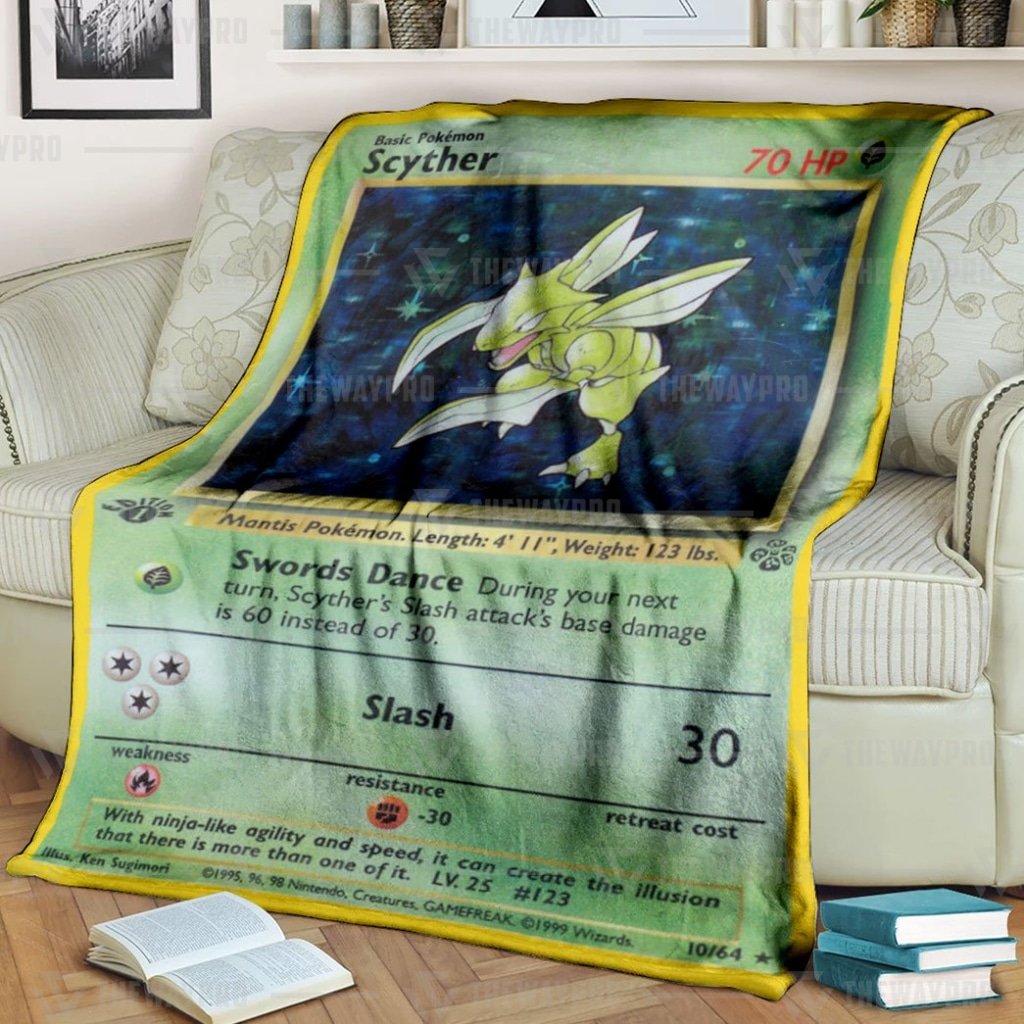 Anime Pkm Scyther Holo 1St Edition Custom Soft Blanket And Quilt Anime Pkm Scyther Holo 1St Edition Custom Soft Blanket And Quilt