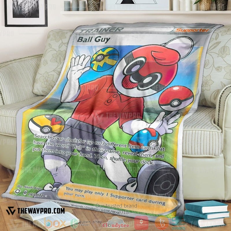 Anime Pokemon Ball Guy Shining Fates Trainer Soft Blanket Anime Pokemon Ball Guy Shining Fates Trainer Soft Blanket