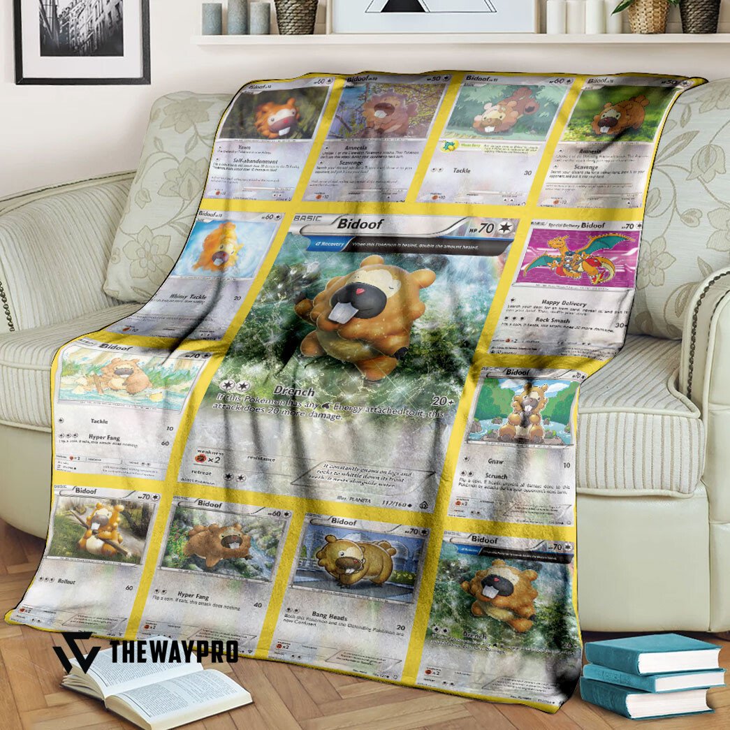 Anime Pokemon Bidoof Cards Blanket Anime Pokemon Bidoof Cards Blanket