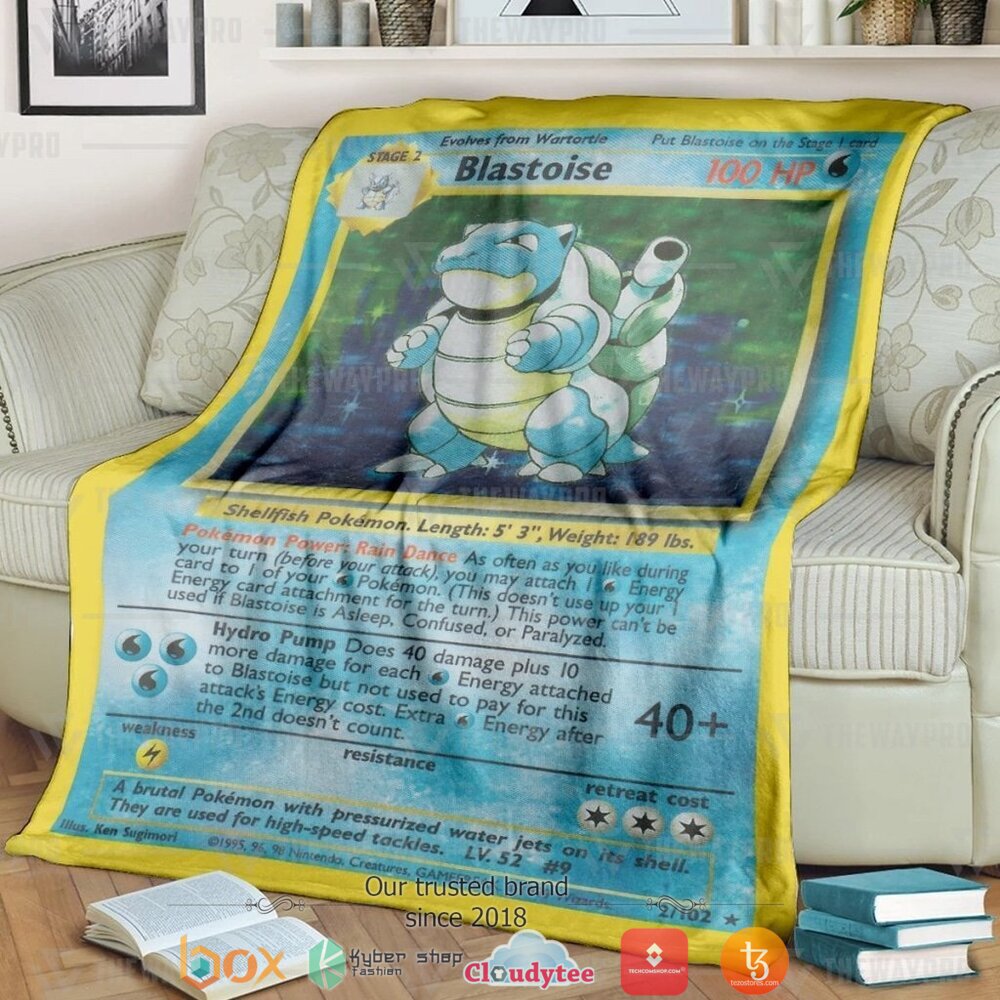 Anime Pokemon Blastoise Card Soft Blanket Anime Pokemon Blastoise Card Soft Blanket