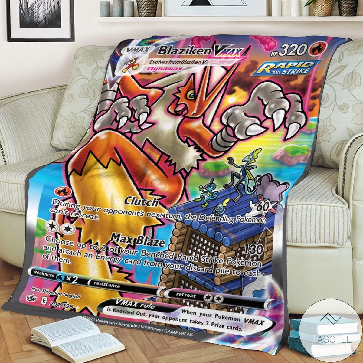 Anime Pokemon Blaziken Vmax Chilling Reign Custom Blanket Anime Pokemon Blaziken Vmax Chilling Reign Custom Blanket