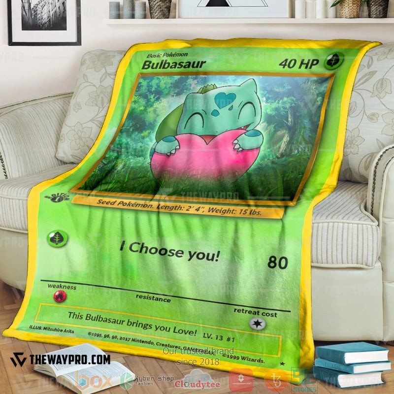 Anime Pokemon Bulbasaur I Choose You Soft Blanket Anime Pokemon Bulbasaur I Choose You Soft Blanket