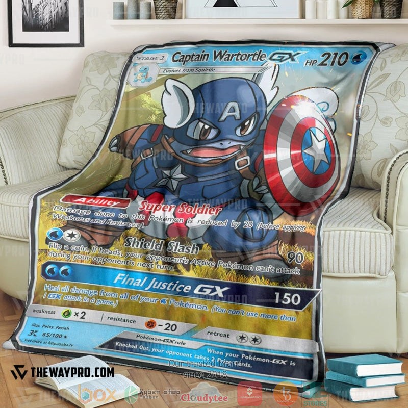 Anime Pokemon Card Captain Wartortle Gx Soft Blanket Anime Pokemon Card Captain Wartortle Gx Soft Blanket