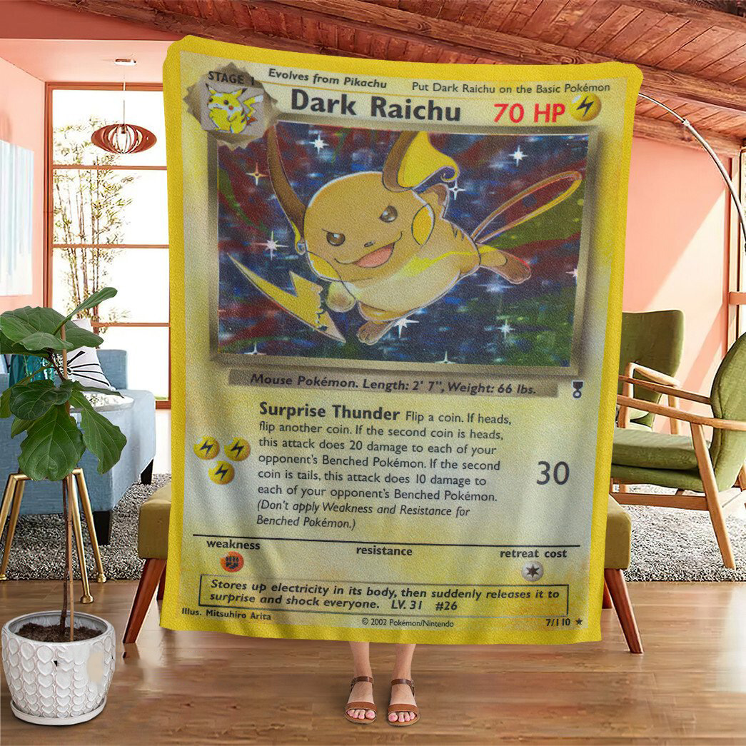 Anime Pokemon Dark Raichu Legendary Collection Custom Soft Blanket Anime Pokemon Dark Raichu Legendary Collection Custom Soft Blanket