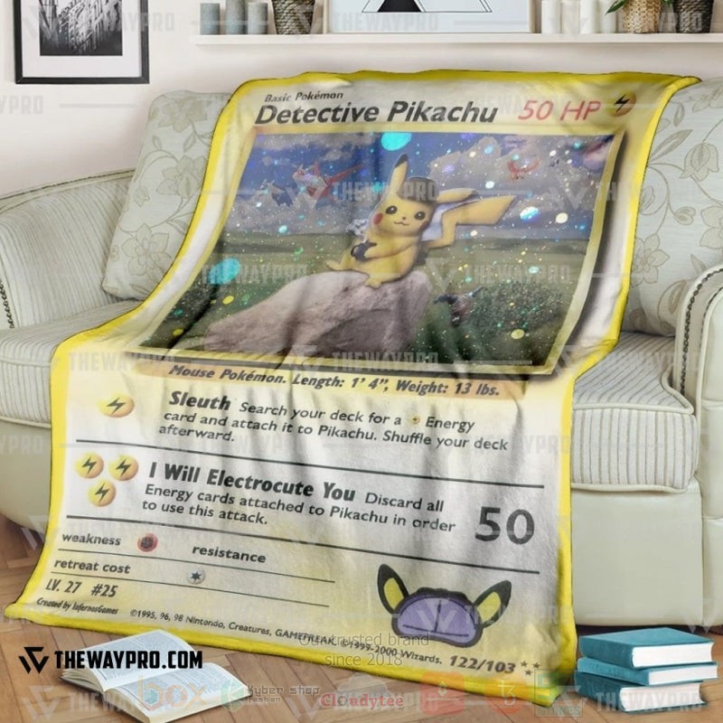 Anime Pokemon Detective Pikachu Blanket 2 Anime Pokemon Detective Pikachu Blanket 2