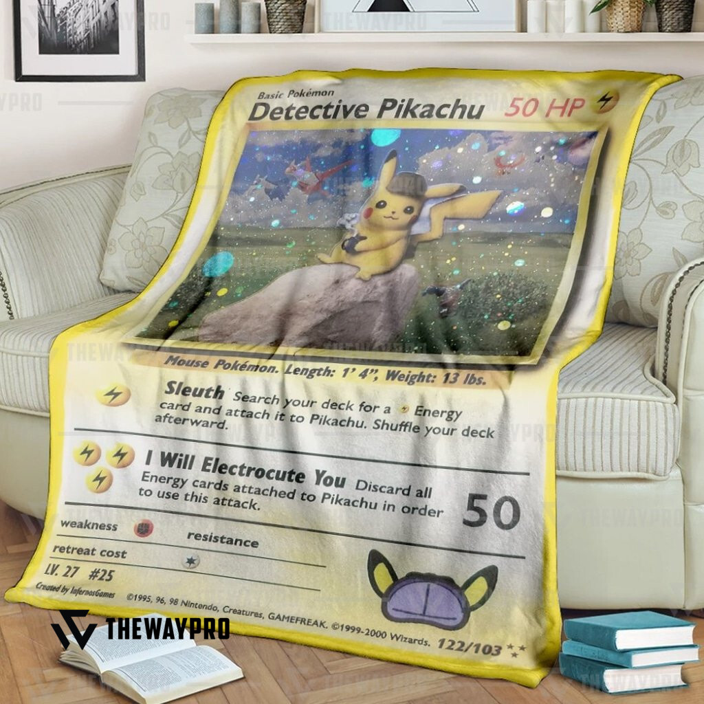 Anime Pokemon Detective Pikachu Custom Soft Blanket Anime Pokemon Detective Pikachu Custom Soft Blanket