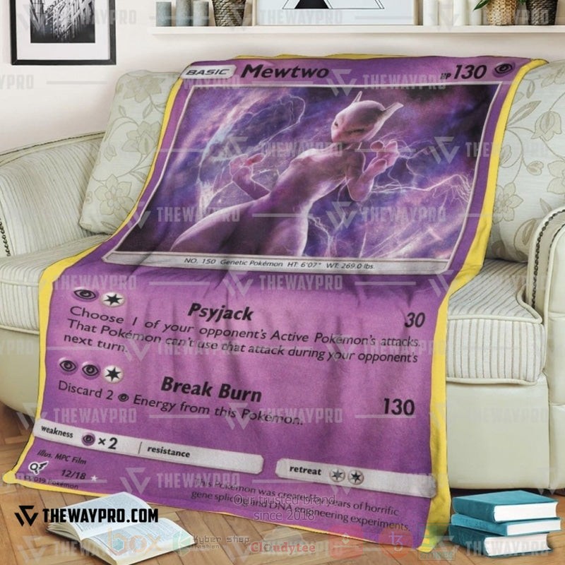 Anime Pokemon Detective Pikachu Rare Holo Mewtwo Blanket Anime Pokemon Detective Pikachu Rare Holo Mewtwo Blanket