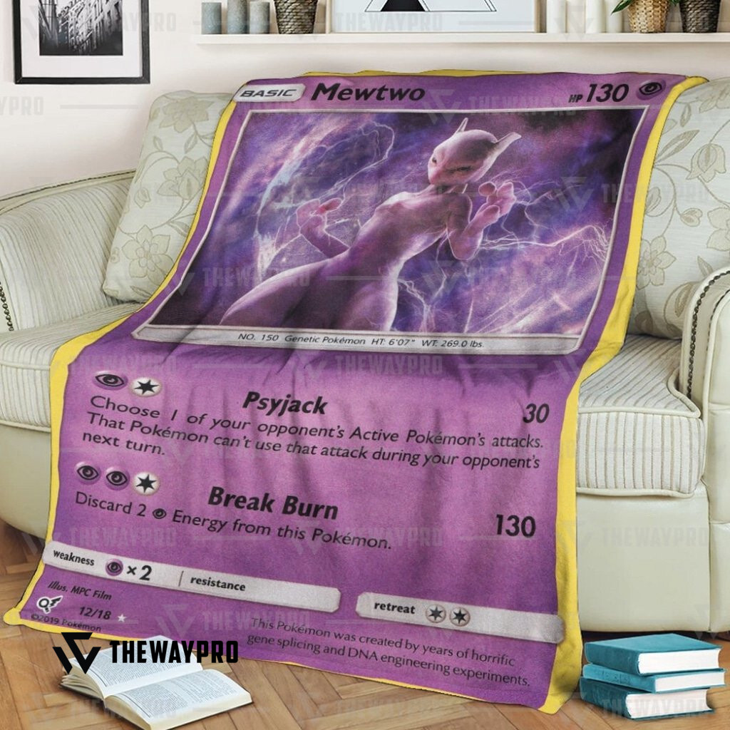 Anime Pokemon Detective Pikachu Rare Holo Mewtwo Custom Soft Blanket Anime Pokemon Detective Pikachu Rare Holo Mewtwo Custom Soft Blanket