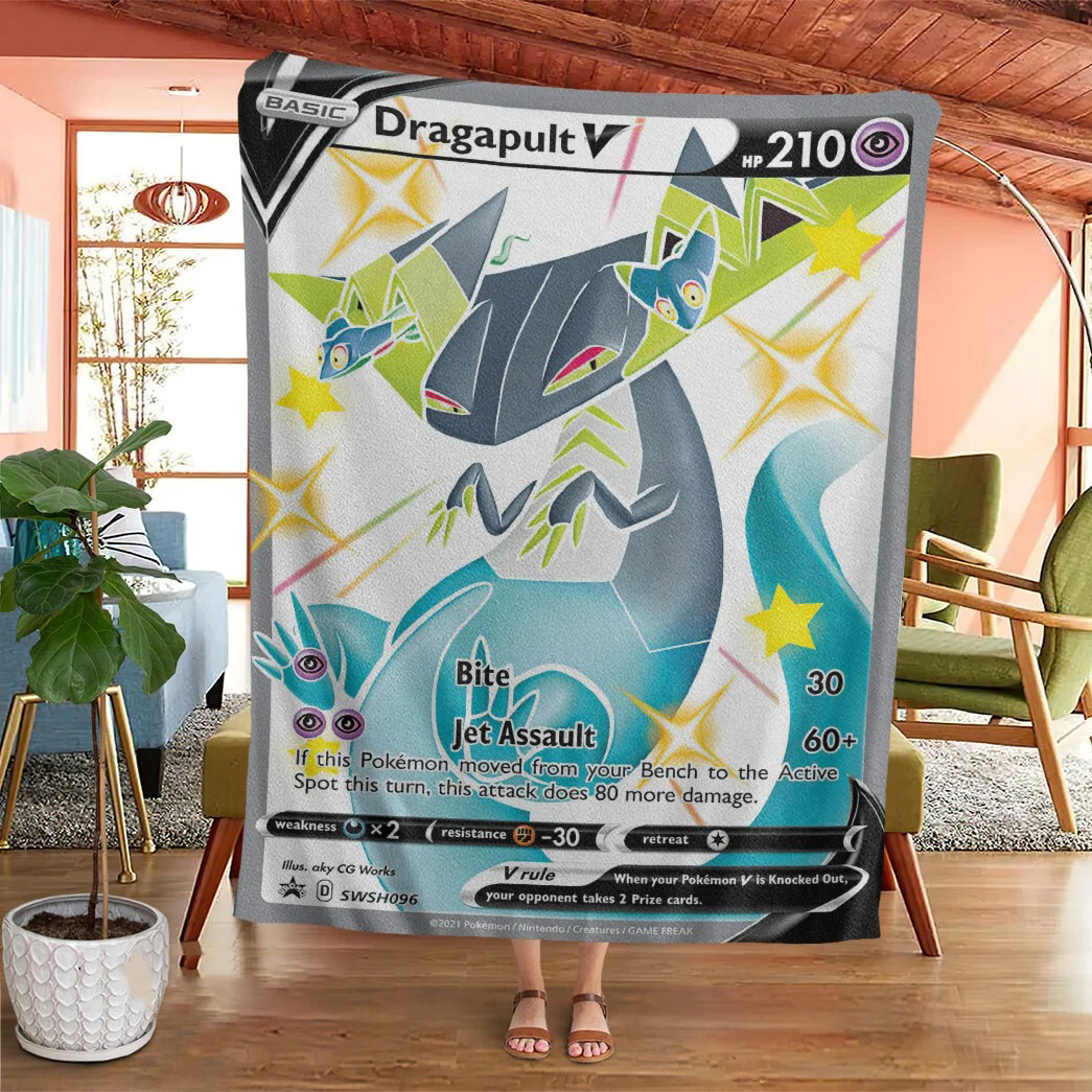 Anime Pokemon Dragapult V Sword Shield Custom Soft Blanket Anime Pokemon Dragapult V Sword Shield Custom Soft Blanket