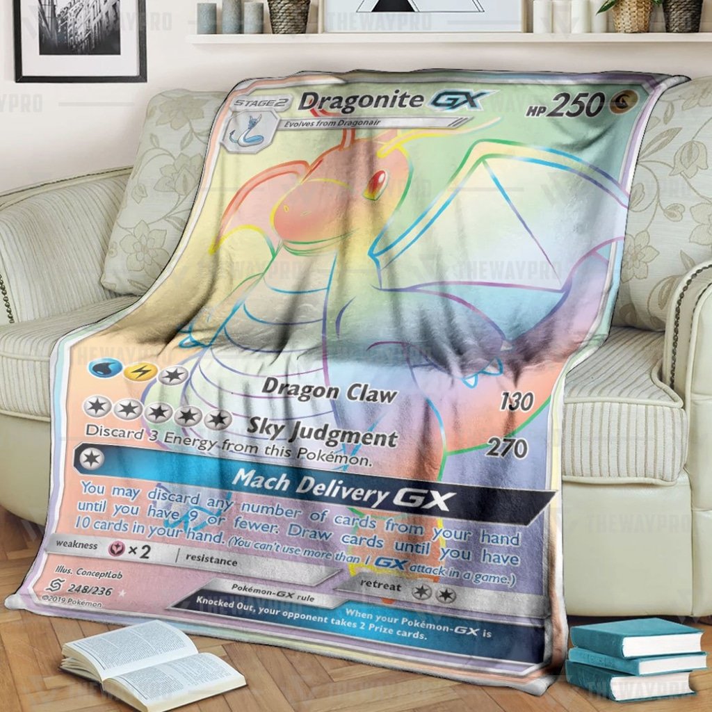 Anime Pokemon Dragonite Gx Match Delivery Rainbow Custom Blanket And Quilt Anime Pokemon Dragonite Gx Match Delivery Rainbow Custom Blanket And Quilt