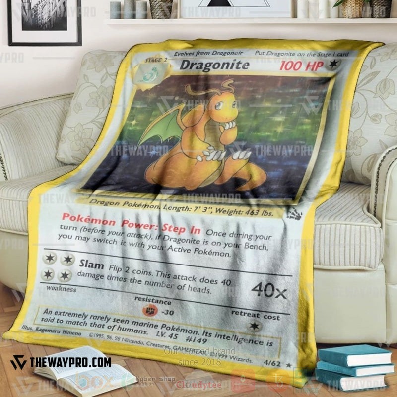 Anime Pokemon Dragonite Holo 1St Edition Blanket 2 Anime Pokemon Dragonite Holo 1St Edition Blanket 2