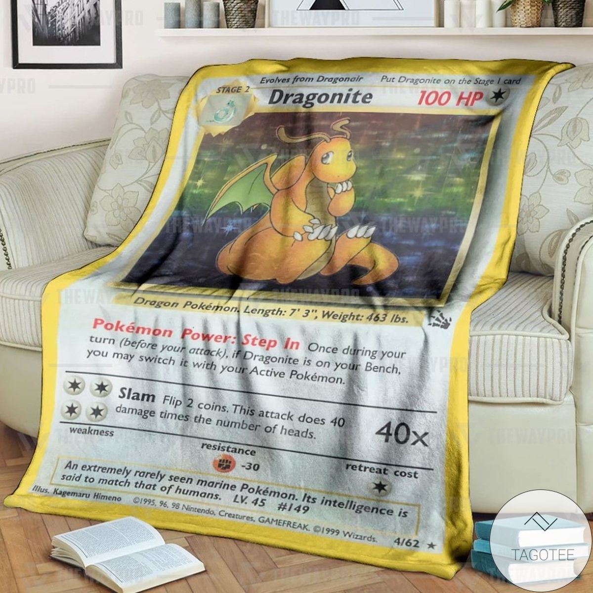 Anime Pokemon Dragonite Holo 1St Edition Custom Blanket Anime Pokemon Dragonite Holo 1St Edition Custom Blanket