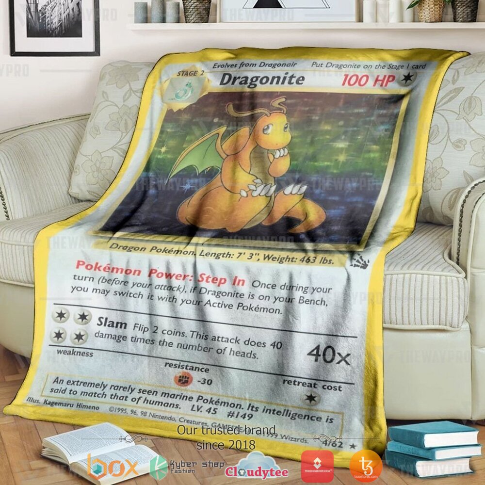 Anime Pokemon Dragonite Holo 1St Edition Soft Blanket Anime Pokemon Dragonite Holo 1St Edition Soft Blanket