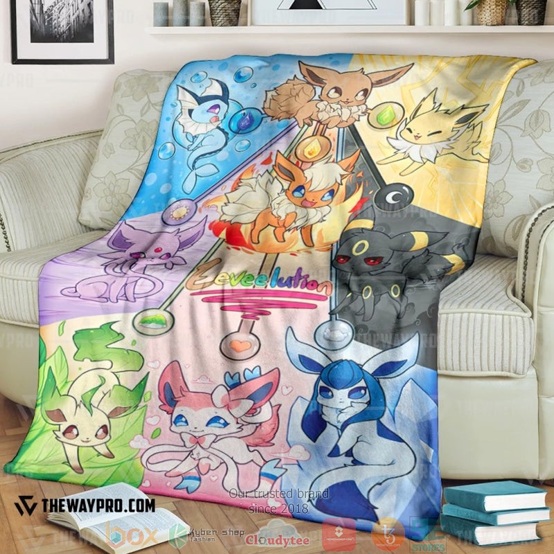 Anime Pokemon Eevee Evolution Coloerful Soft Blanket Anime Pokemon Eevee Evolution Coloerful Soft Blanket
