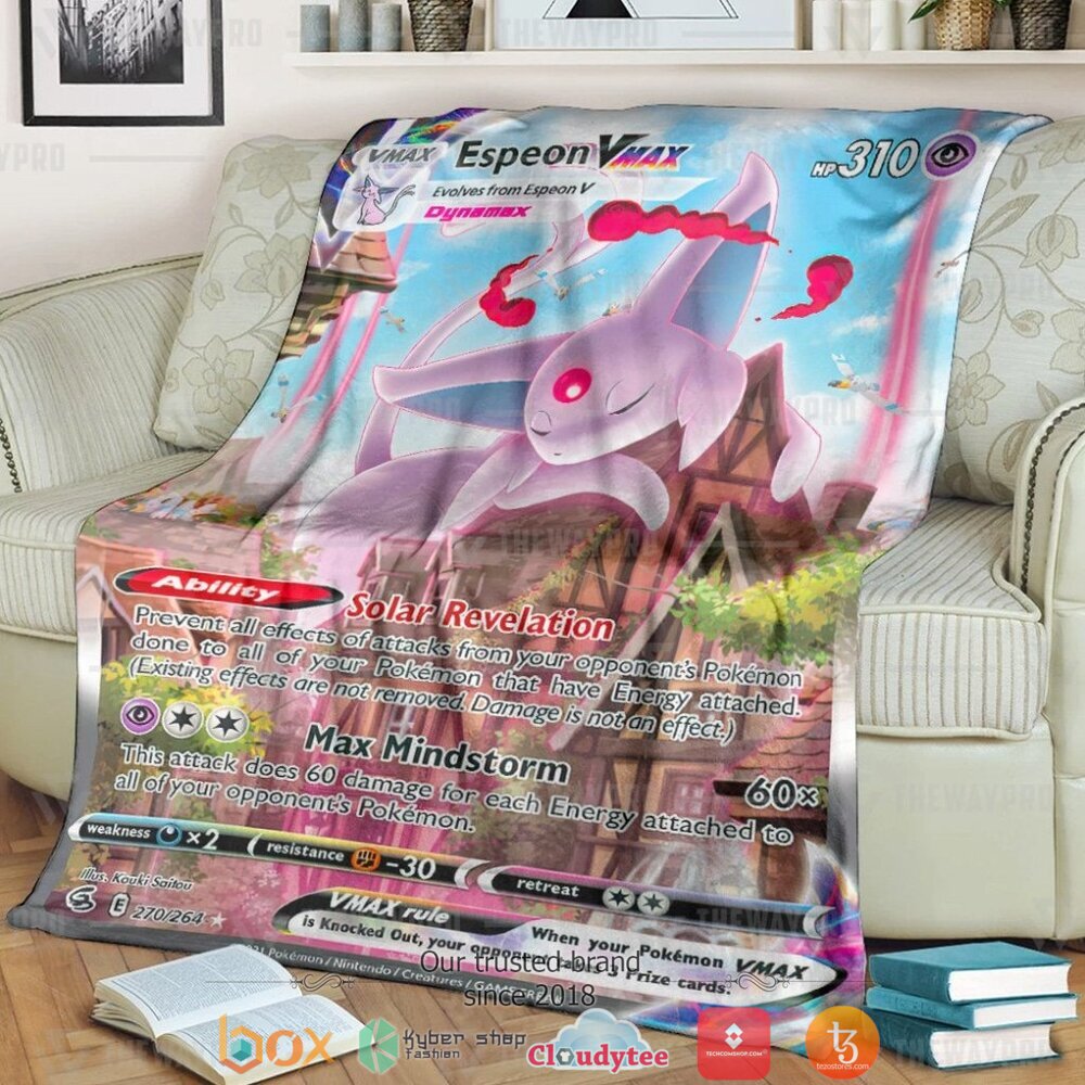Anime Pokemon Espeon Vmax Fusion Strike Soft Blanket Anime Pokemon Espeon Vmax Fusion Strike Soft Blanket