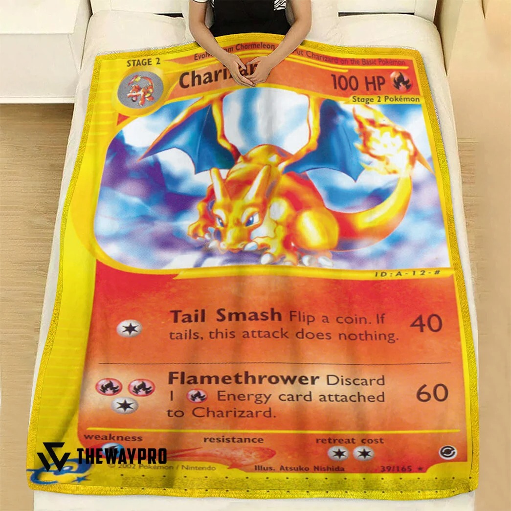 Anime Pokemon Expedition Charizard Custom Soft Blanket Anime Pokemon Expedition Charizard Custom Soft Blanket