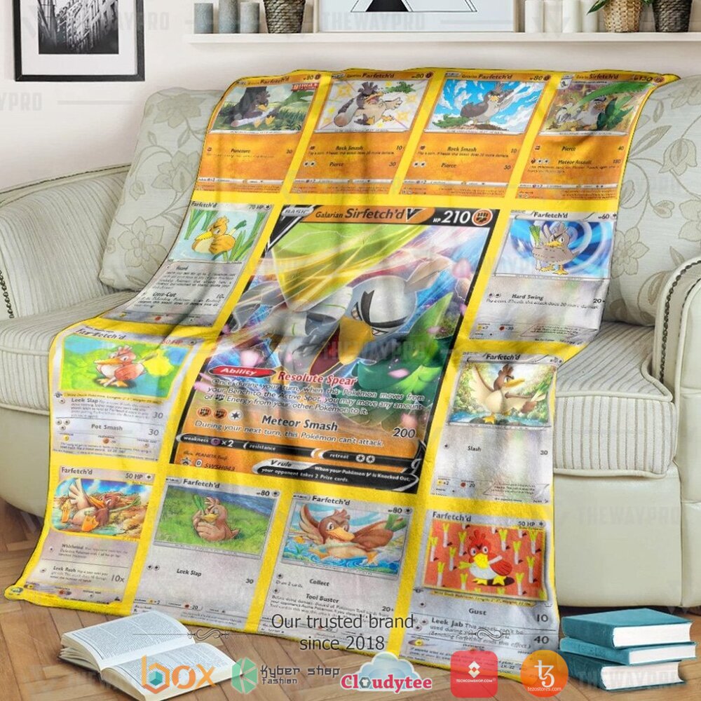 Anime Pokemon Farfetch Cards Soft Blanket Anime Pokemon Farfetch Cards Soft Blanket