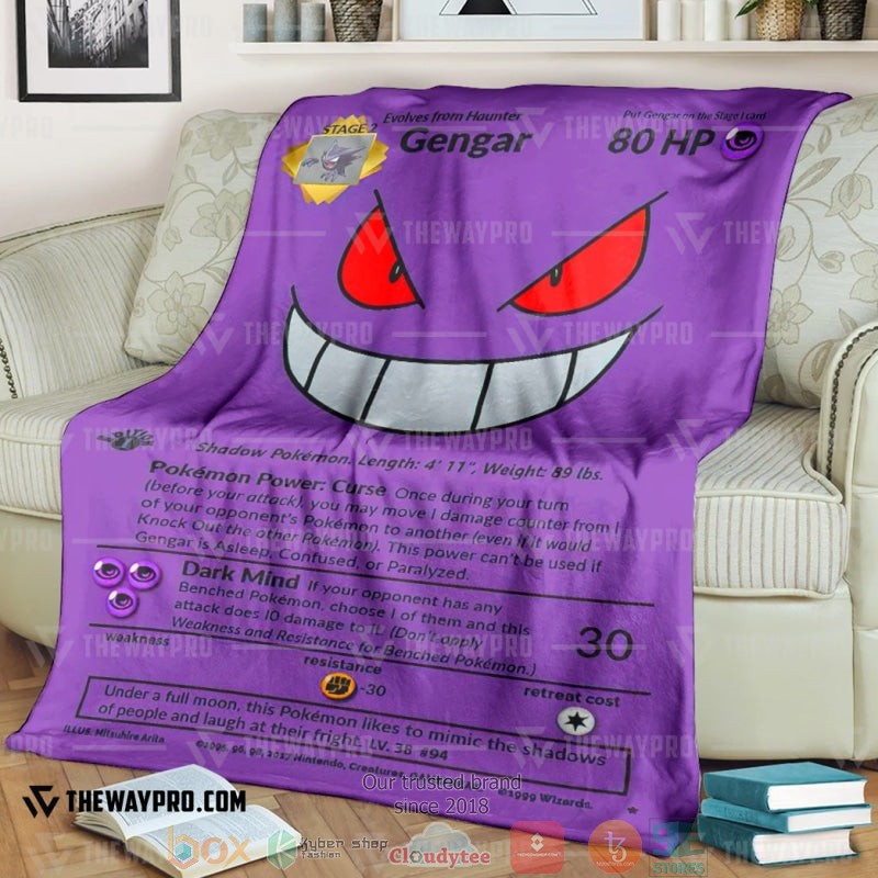Anime Pokemon Gengar Full Art Soft Blanket Anime Pokemon Gengar Full Art Soft Blanket
