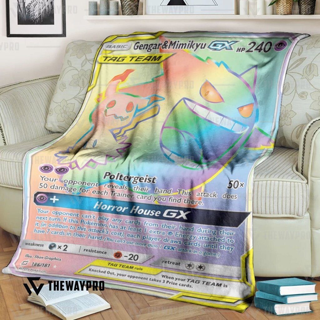 Anime Pokemon Gengar Mimikyu Gx Custom Soft Blanket Anime Pokemon Gengar Mimikyu Gx Custom Soft Blanket