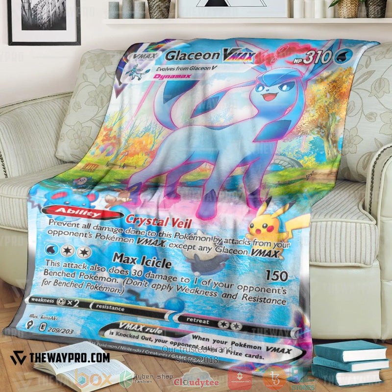 Anime Pokemon Glaceon Vmax Evolving Skies Soft Blanket 2 Anime Pokemon Glaceon Vmax Evolving Skies Soft Blanket 2