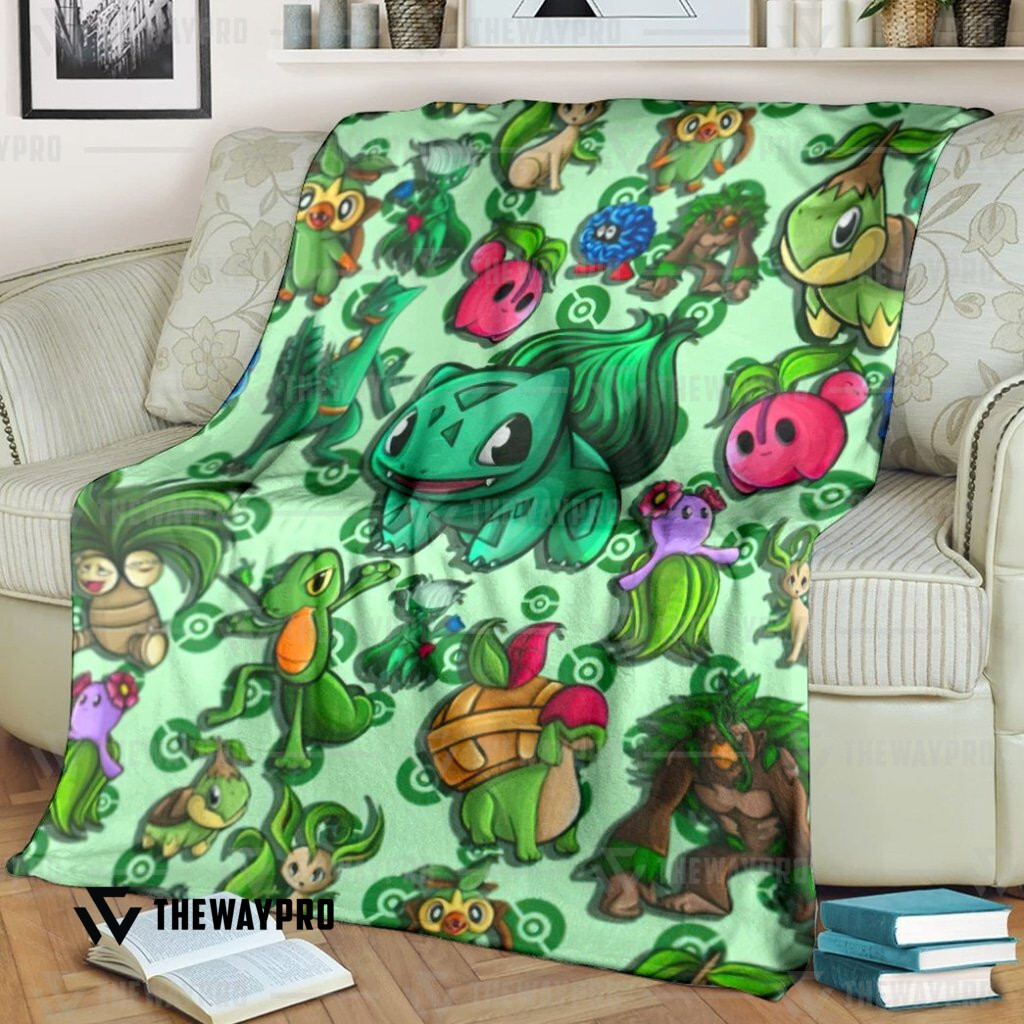 Anime Pokemon Grass Custom Soft Blanket Anime Pokemon Grass Custom Soft Blanket