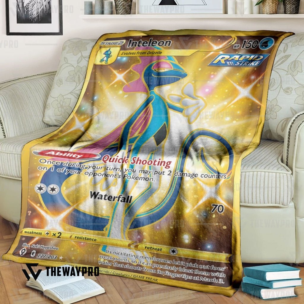 Anime Pokemon Inteleon Evolving Skies Blanket Anime Pokemon Inteleon Evolving Skies Blanket