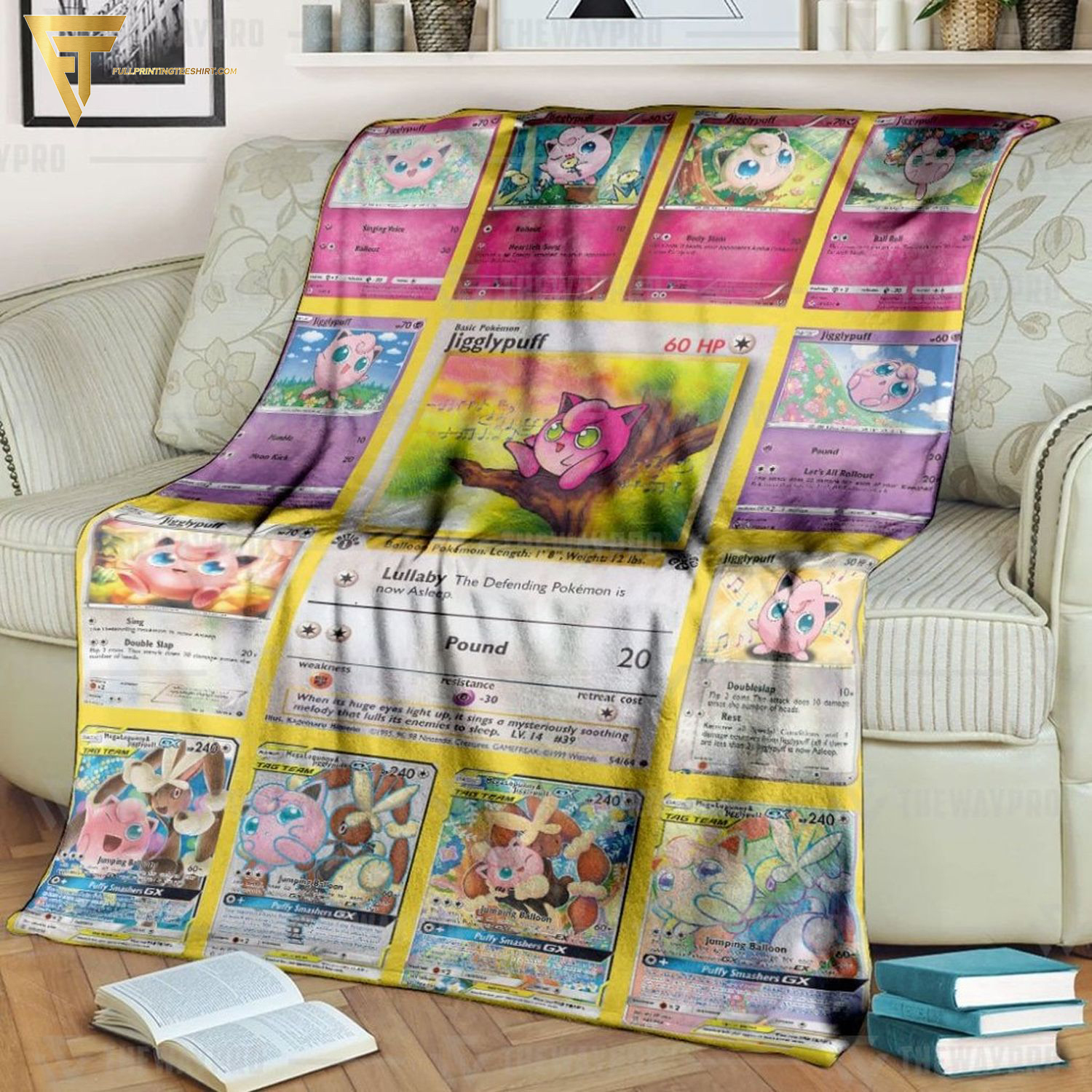Anime Pokemon Jigglypuff Cards Full Printing Blanket Anime Pokemon Jigglypuff Cards Full Printing Blanket