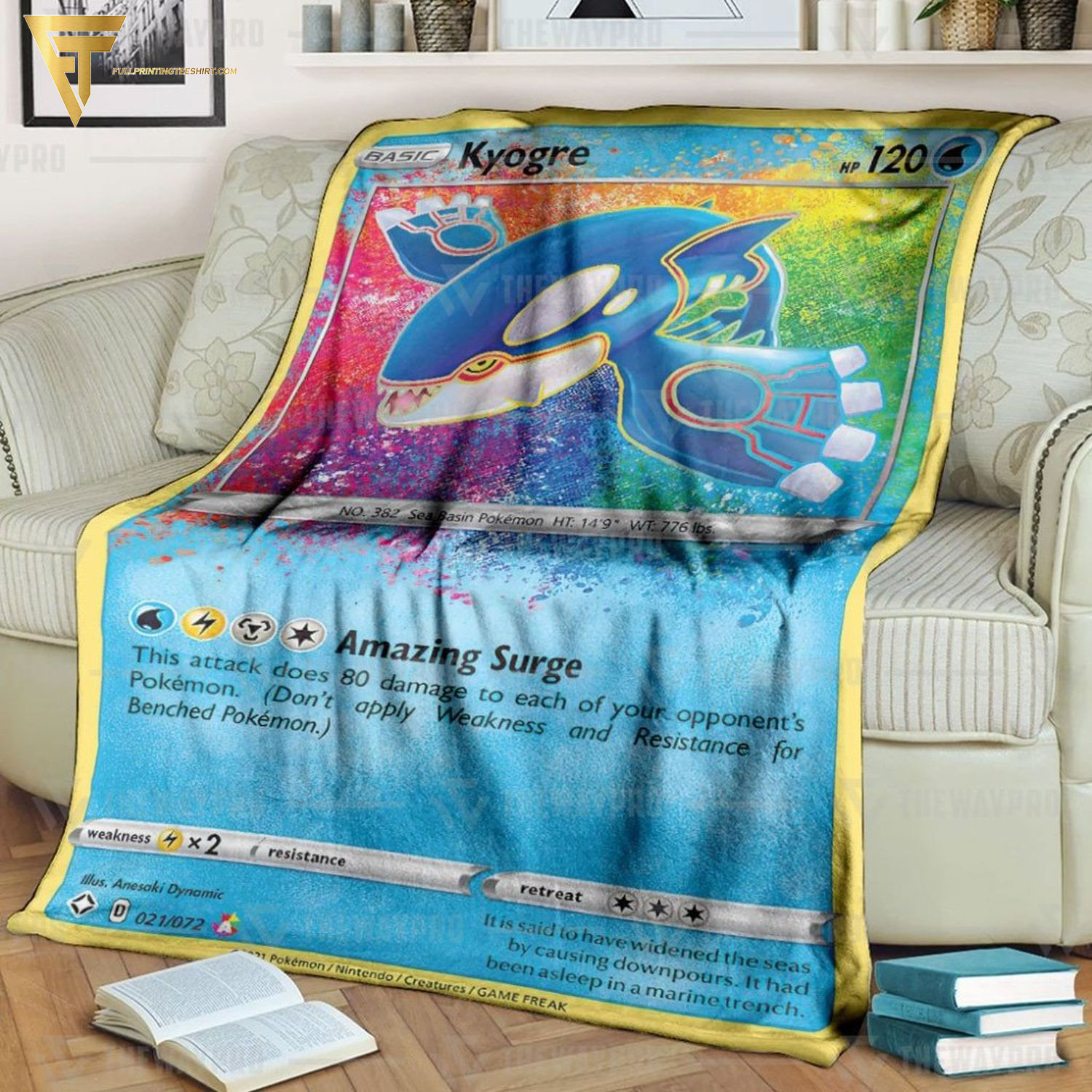Anime Pokemon Kyogre Shining Fates Full Printing Blanket Anime Pokemon Kyogre Shining Fates Full Printing Blanket