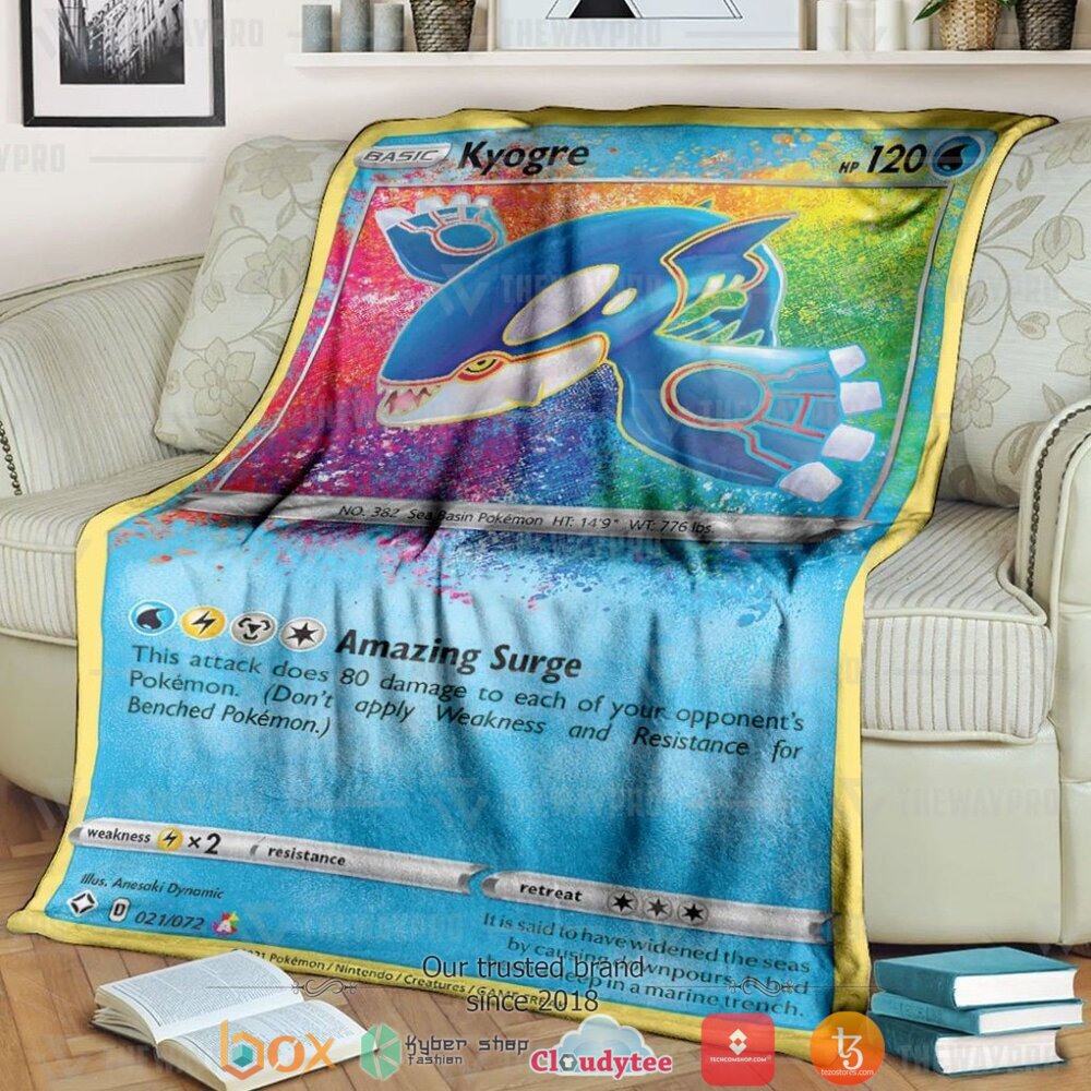 Anime Pokemon Kyogre Shining Fates Soft Blanket Anime Pokemon Kyogre Shining Fates Soft Blanket