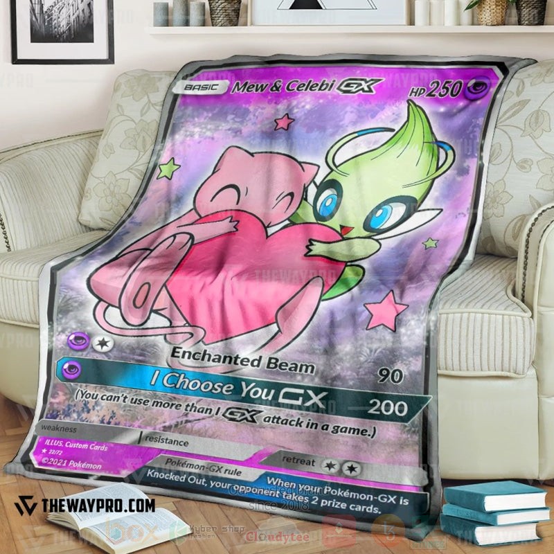 Anime Pokemon Love Mew And Celebi Gx Blanket Anime Pokemon Love Mew And Celebi Gx Blanket