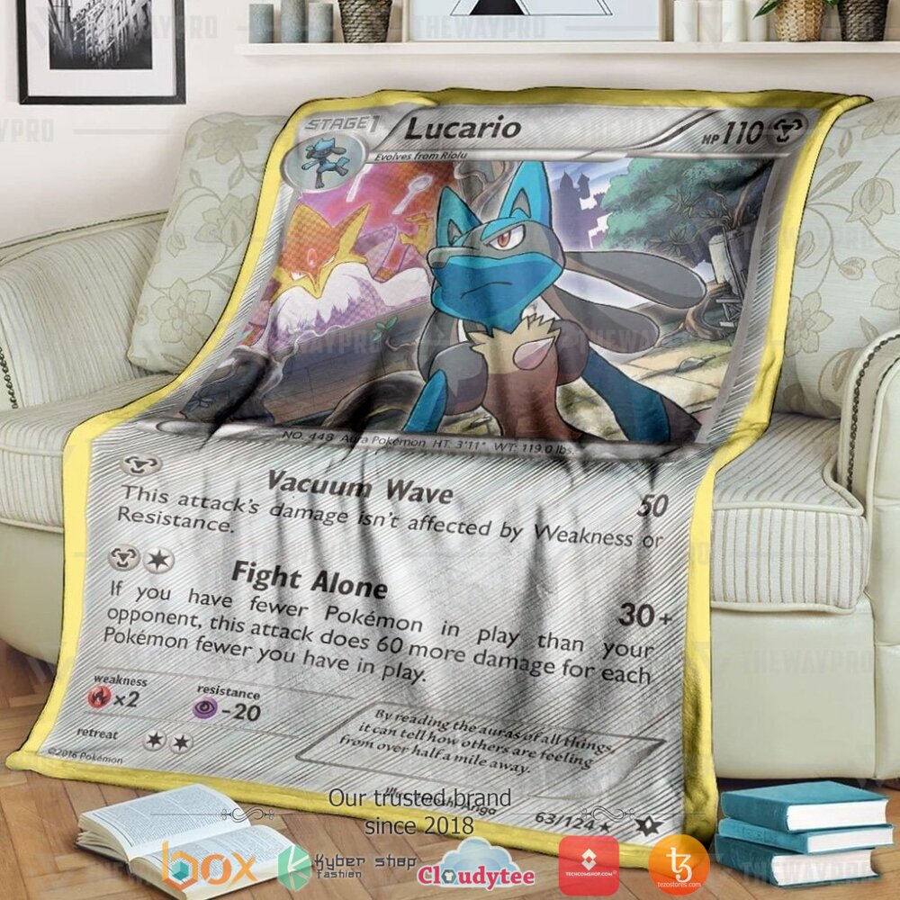 Anime Pokemon Lucario Xy Fates Collide Soft Blanket Anime Pokemon Lucario Xy Fates Collide Soft Blanket