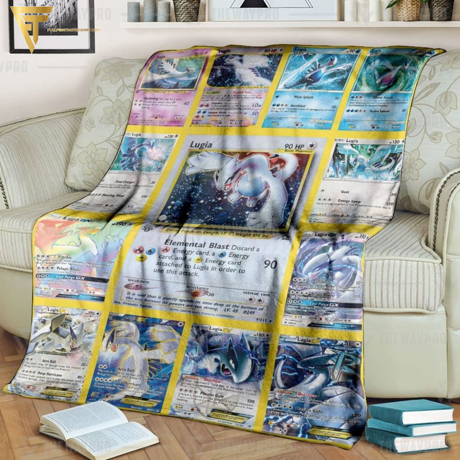 Anime Pokemon Lugia Cards Full Printing Blanket Anime Pokemon Lugia Cards Full Printing Blanket