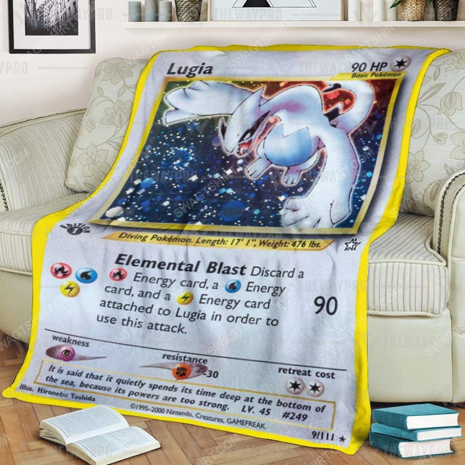 Anime Pokemon Lugia Full Print Soft Blanket Anime Pokemon Lugia Full Print Soft Blanket