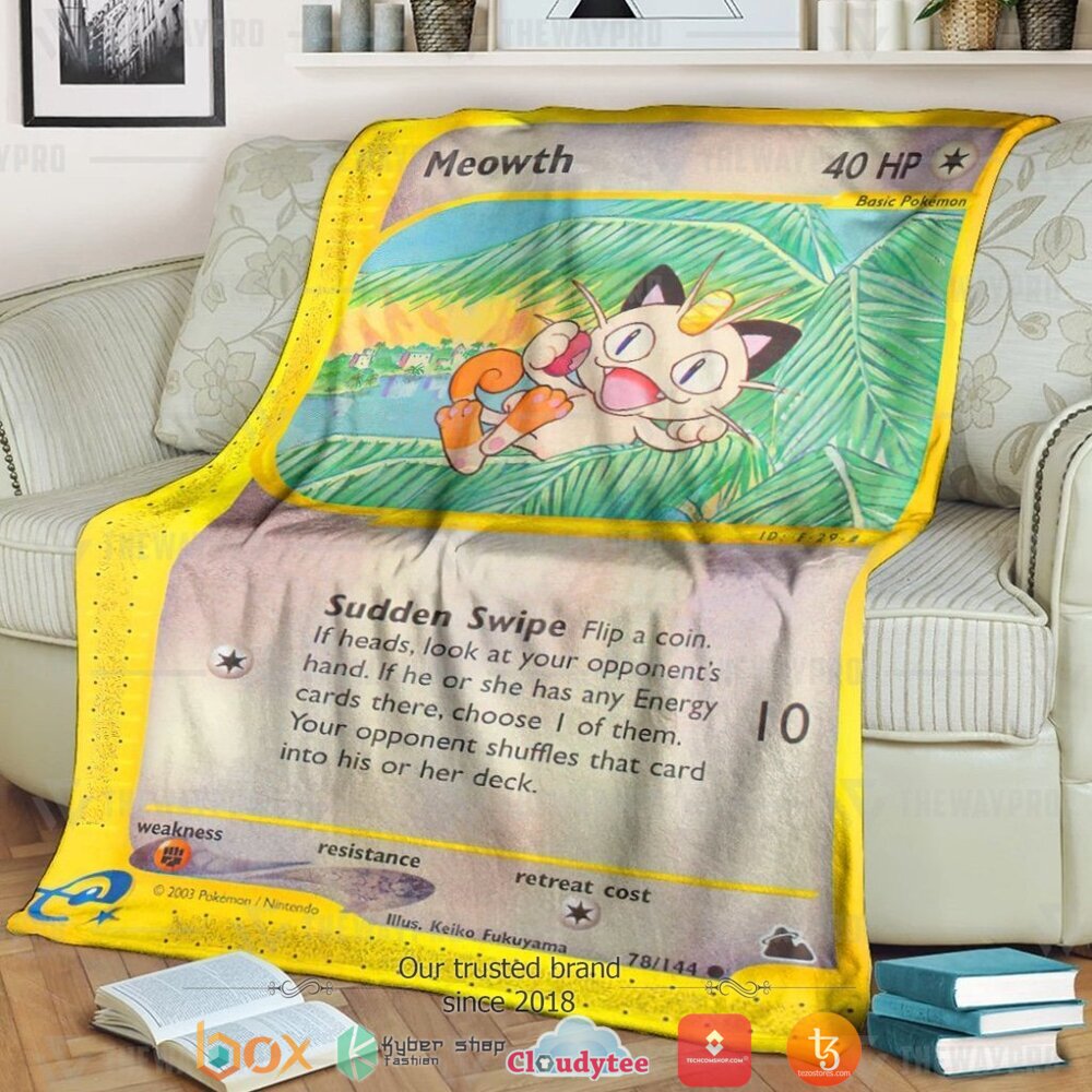 Anime Pokemon Meowth Skyridge Soft Blanket Anime Pokemon Meowth Skyridge Soft Blanket
