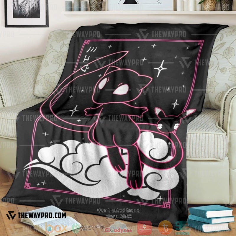 Anime Pokemon Mew Cloud Black Soft Blanket Anime Pokemon Mew Cloud Black Soft Blanket
