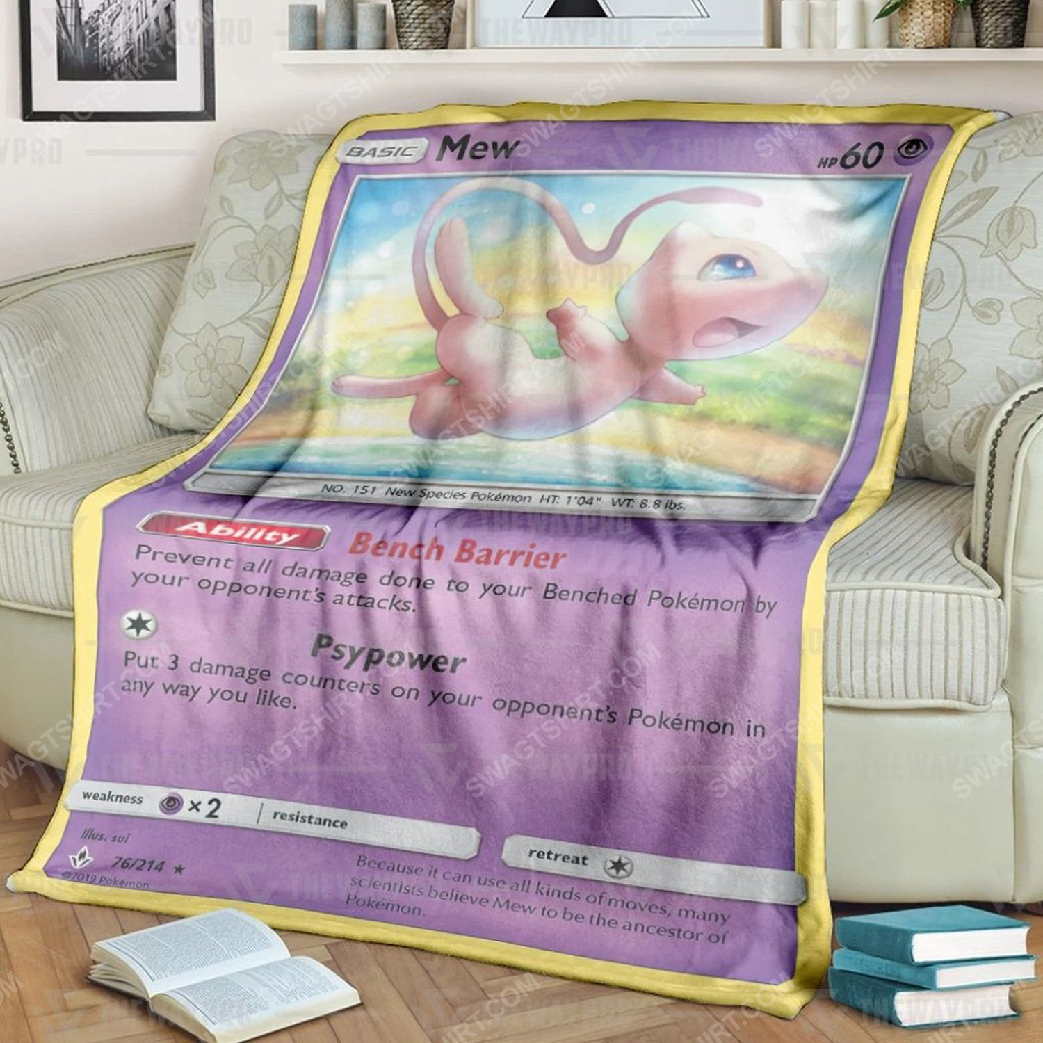 Anime Pokemon Mew Full Print Soft Blanket Anime Pokemon Mew Full Print Soft Blanket