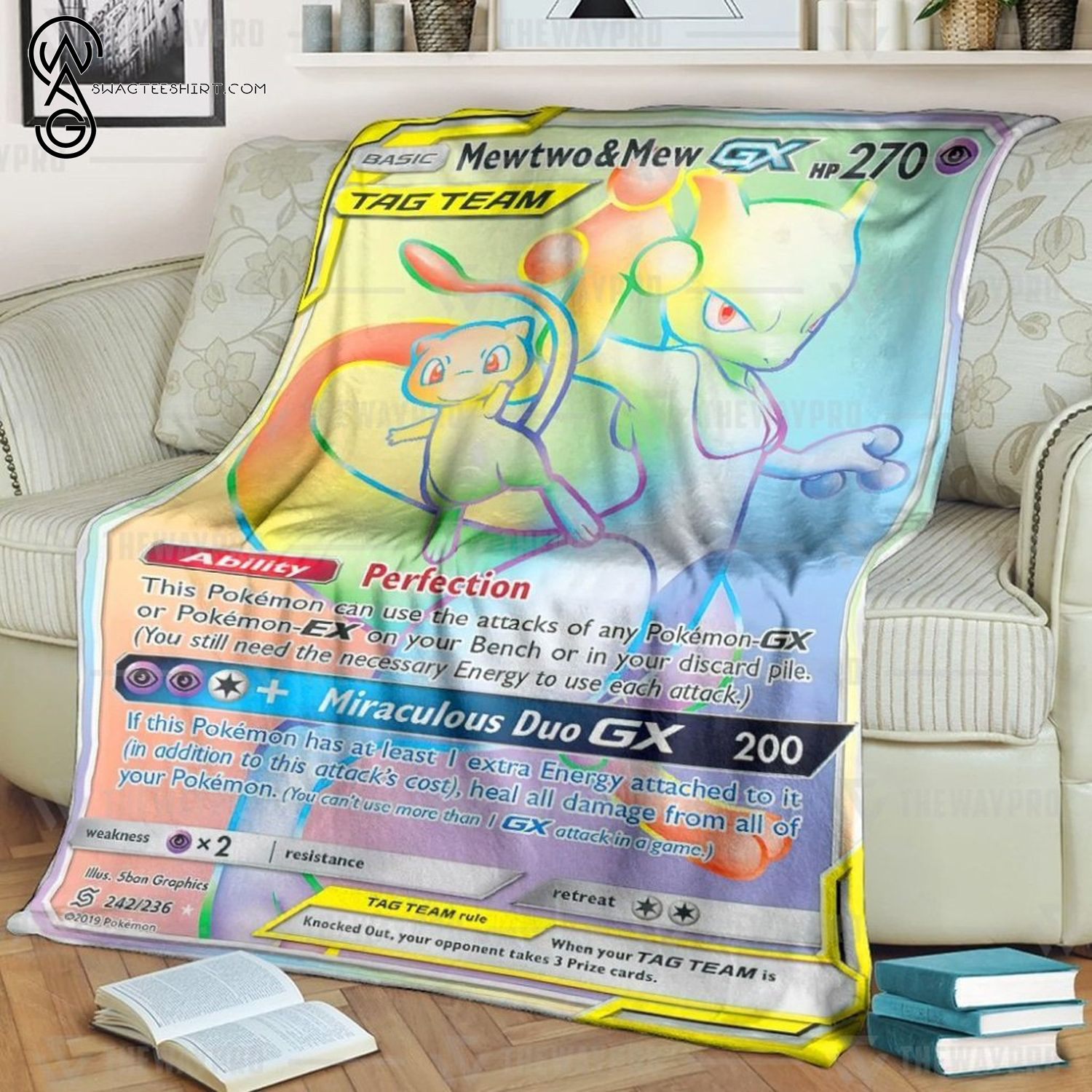 Anime Pokemon Mewtwo And Mew Gx Full Printing Blanket Anime Pokemon Mewtwo And Mew Gx Full Printing Blanket