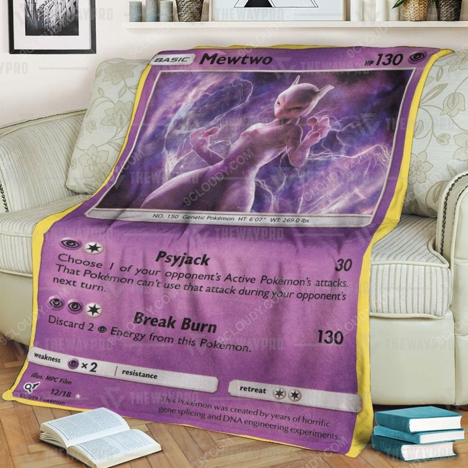 Anime Pokemon Mewtwo Full Print Soft Blanket Anime Pokemon Mewtwo Full Print Soft Blanket