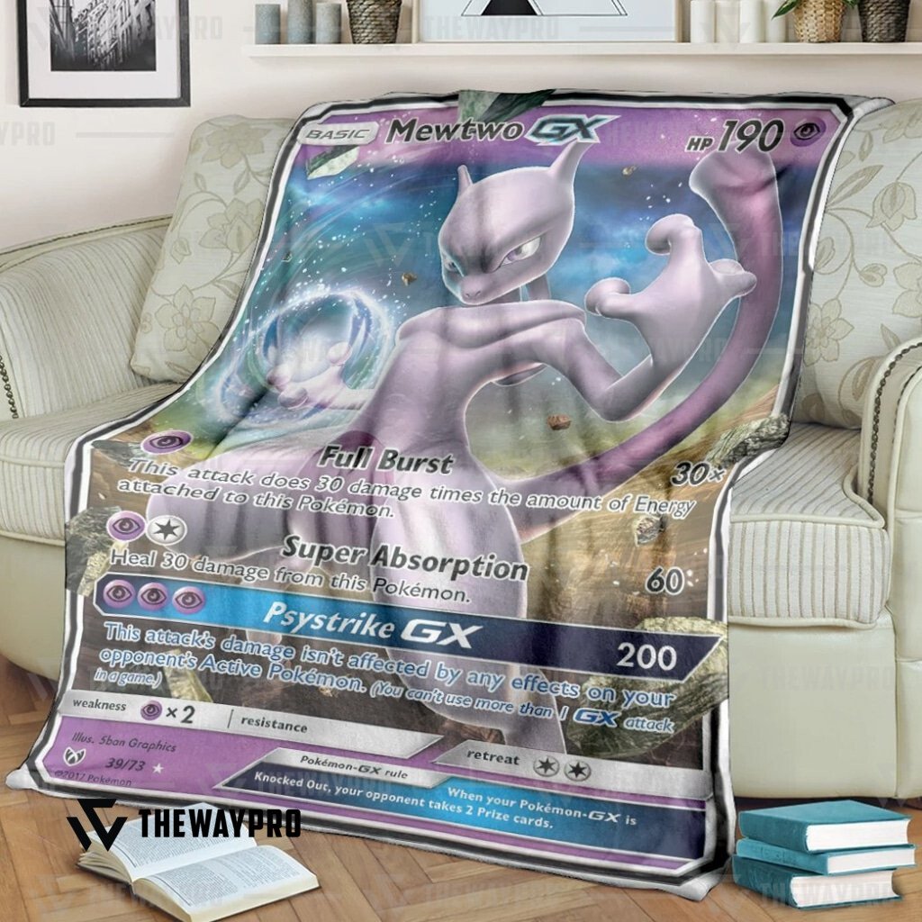 Anime Pokemon Mewtwo Gx Custom Soft Blanket 2 Anime Pokemon Mewtwo Gx Custom Soft Blanket 2