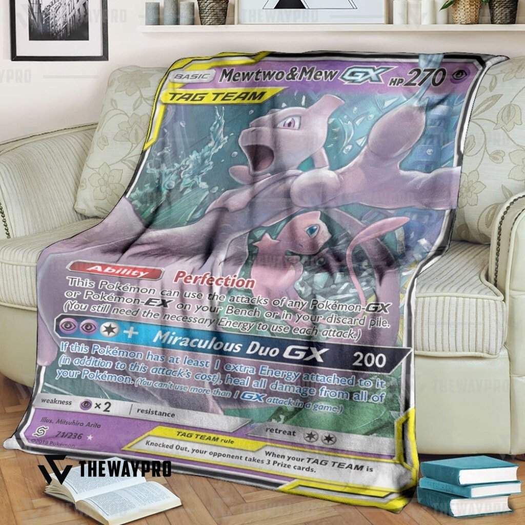Anime Pokemon Mewtwo Mew Gx Unified Minds Custom Soft Blanket Anime Pokemon Mewtwo Mew Gx Unified Minds Custom Soft Blanket
